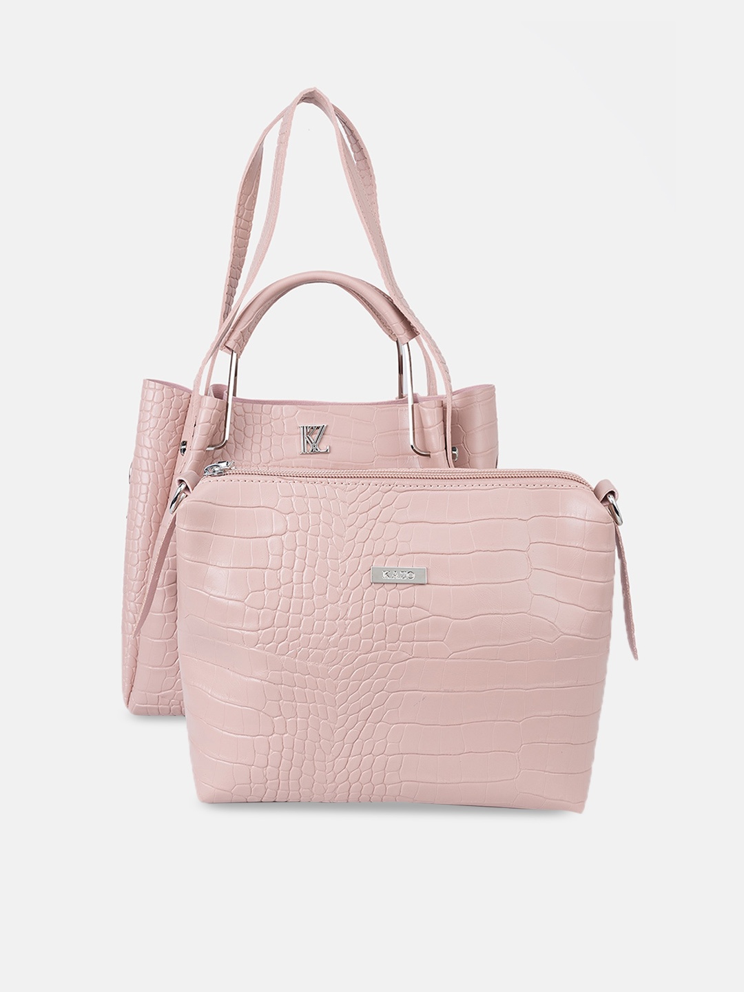 

Kazo Textured PU Oversized Bucket Handheld Bag With Pouch Bag, Pink