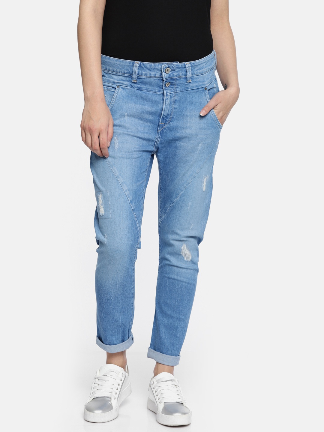 

Pepe Jeans Women Blue Slim Fit Mid-Rise Mildly Distressed Stretchable Jeans