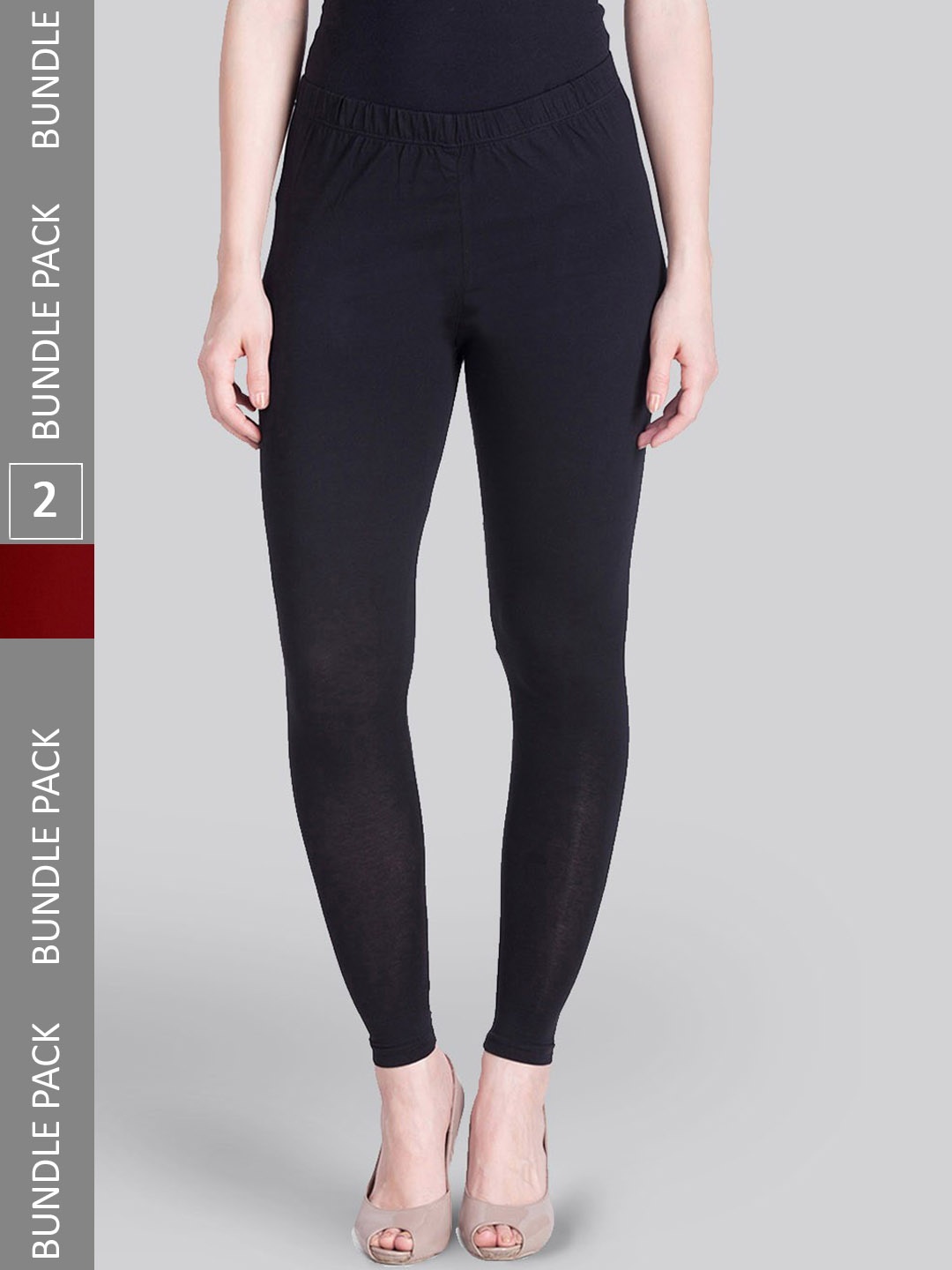 

LYRA Pack Of 2 Ankle-Length Leggings, Maroon
