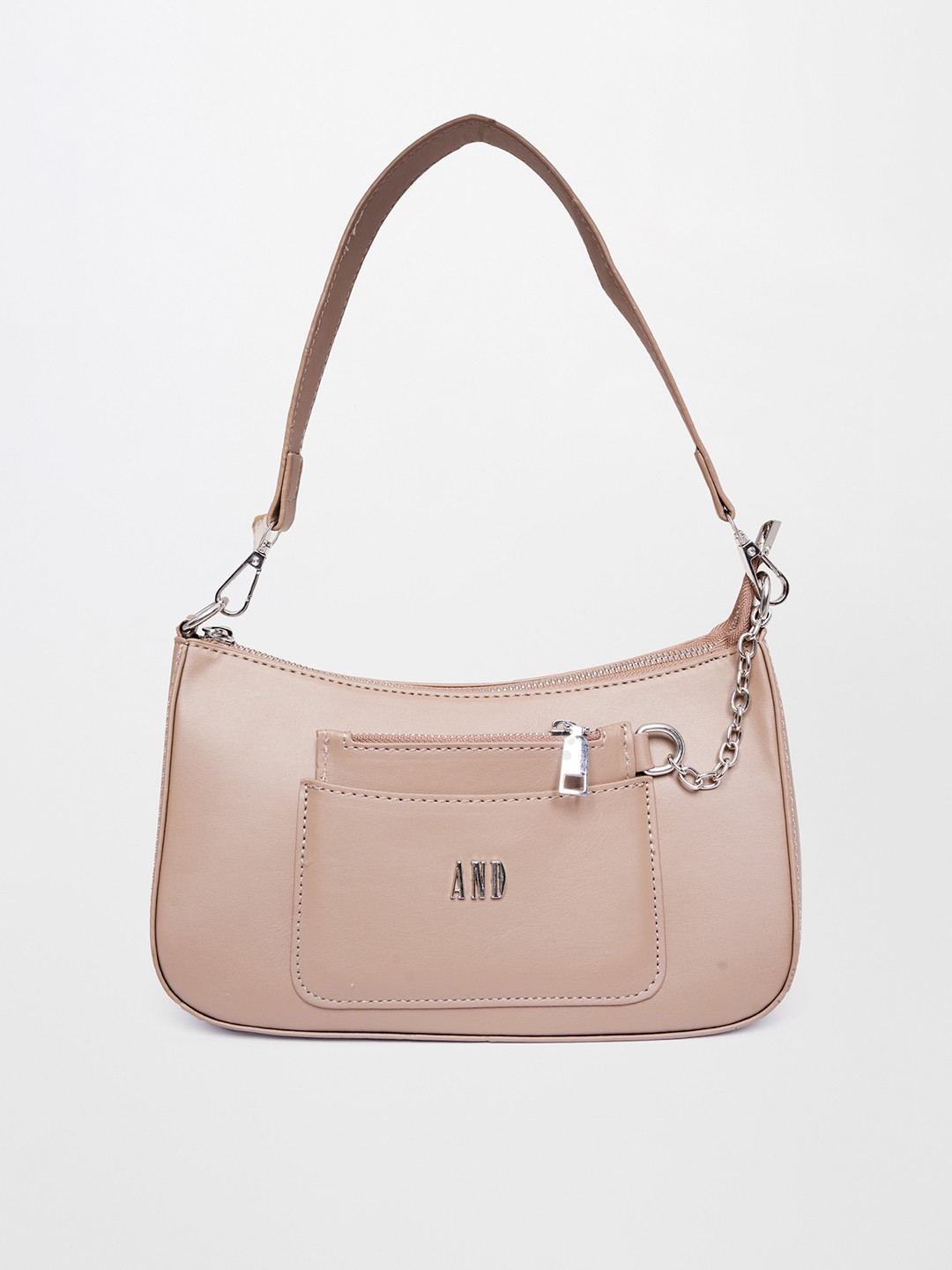 

AND PU Structured Shoulder Bag, Beige