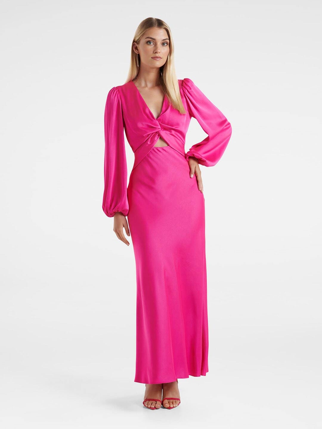 

Forever New Satin Cut-Outs Twist Maxi Dress, Pink