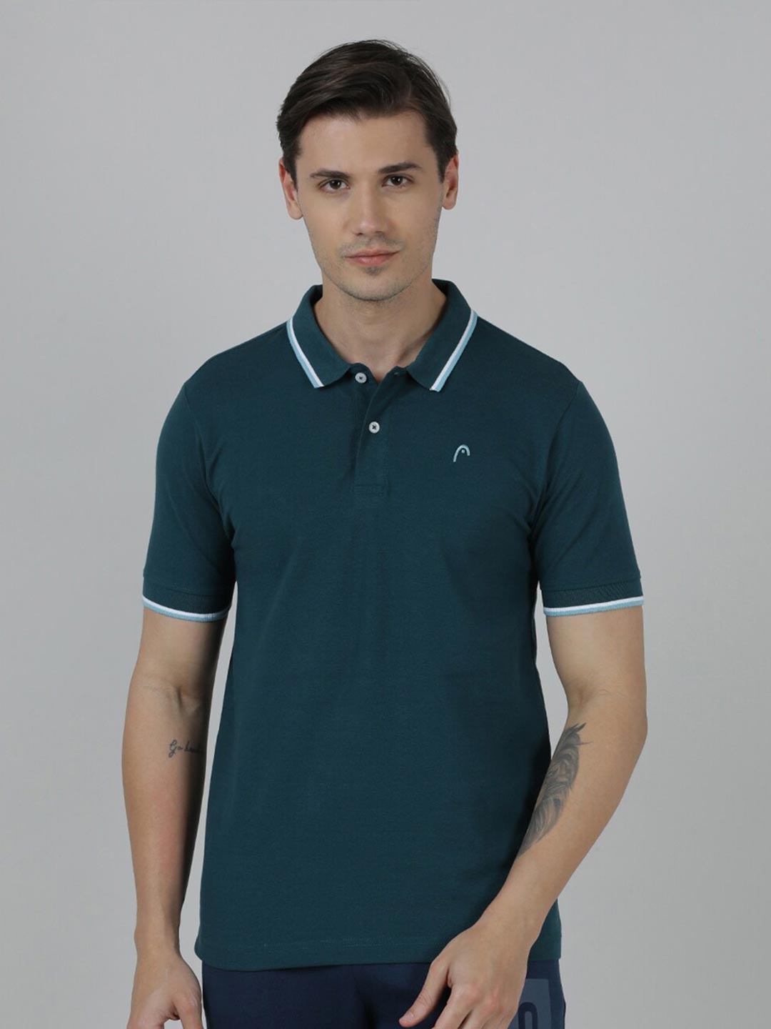 

Head Polo Collar Slim Fit T-shirt, Teal