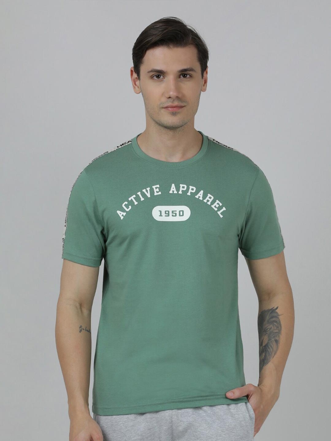 

Head Typography Printed Slim Fit T-shirt, Sea green