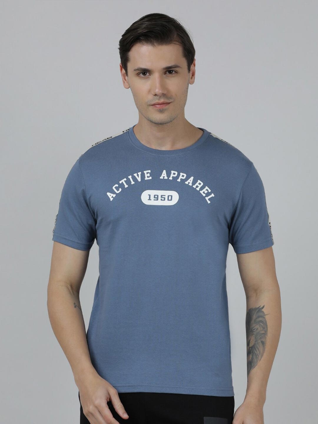 

Head Typography Printed Slim Fit T-shirt, Blue
