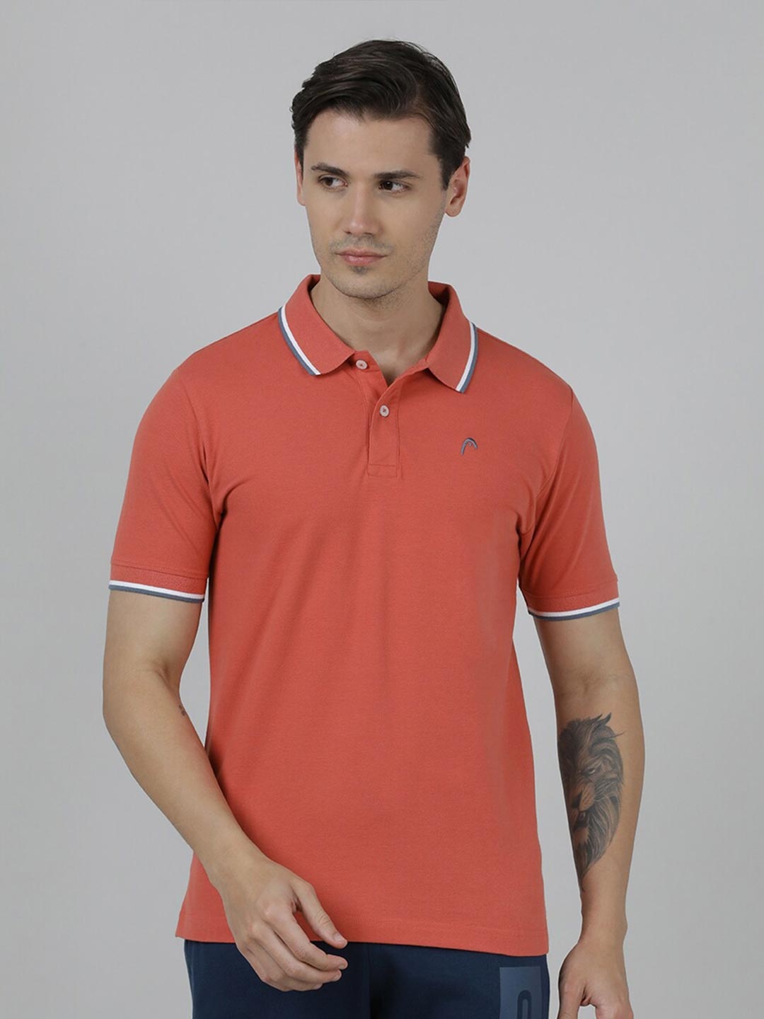 

Head Polo Collar Slim Fit Training or Gym T-shirt, Rust