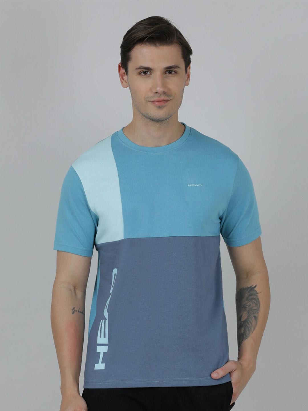 

Head Colourblocked Polo Collar Training or Gym Slim Fit T-shirt, Turquoise blue