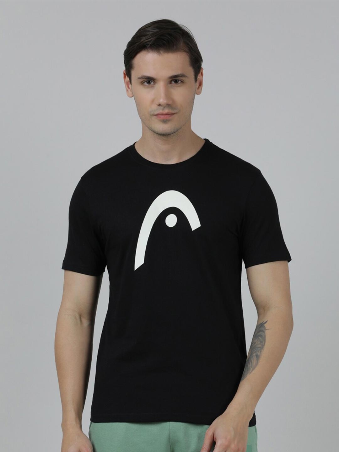 

Head Printed Round Neck Slim Fit T-shirt, Black