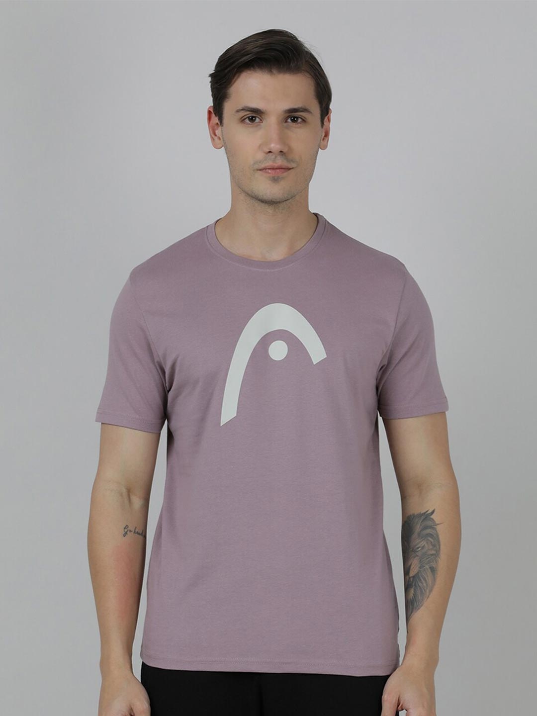 

Head Graphic Printed Training or Gym Slim Fit T-shirt, Lavender