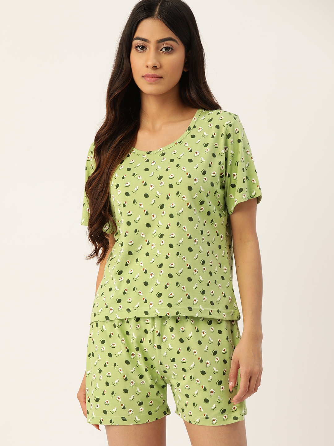 

ETC Pure Cotton Printed Night suit ETC-138-NS, Green