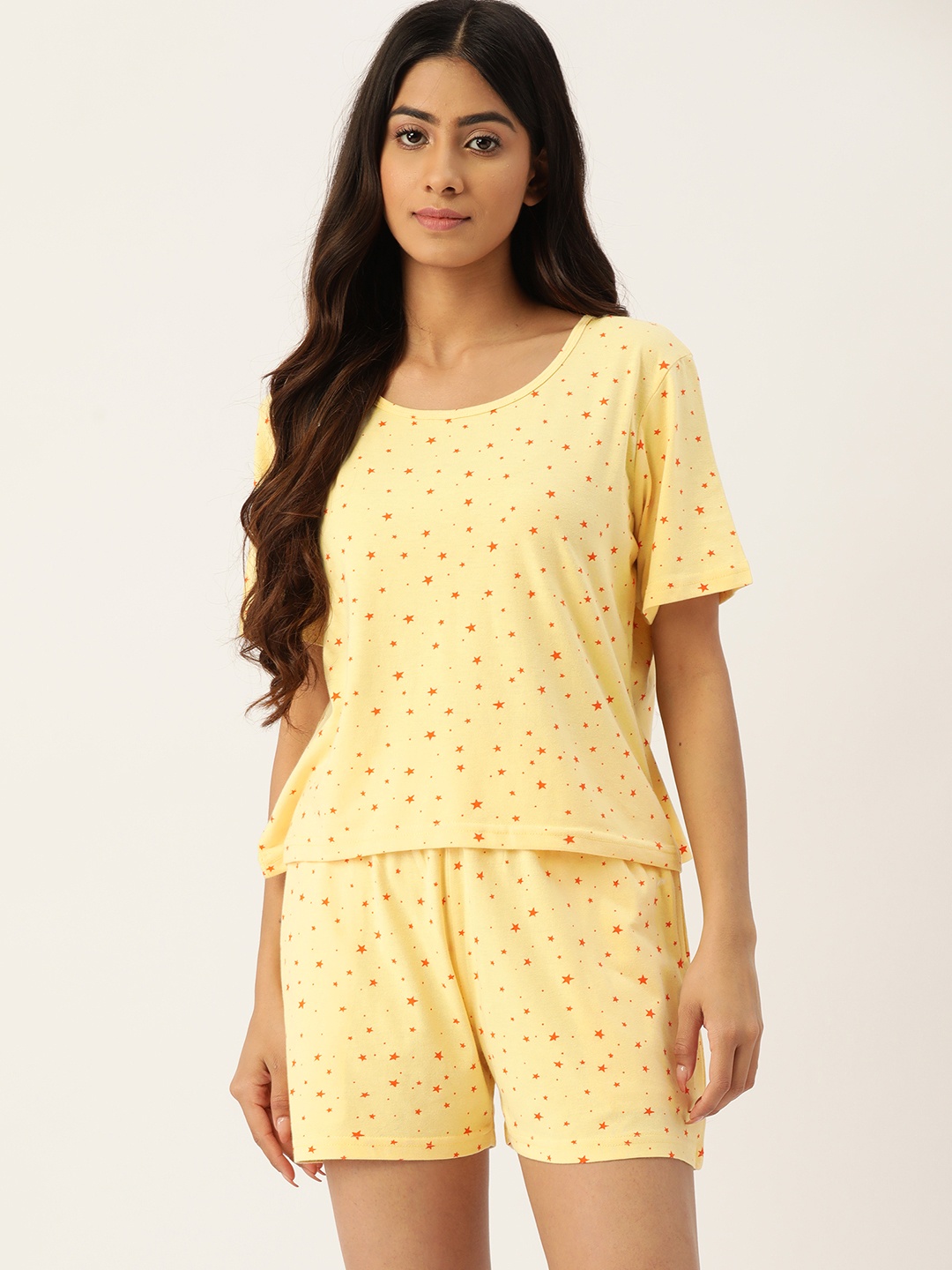 

ETC Pure Cotton Printed Night suit ETC-137-NS, Yellow