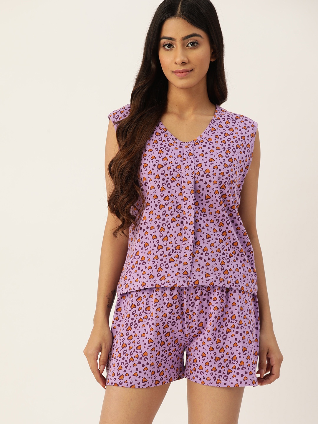 

ETC Pure Cotton Printed Night suit ETC-139-NS, Purple