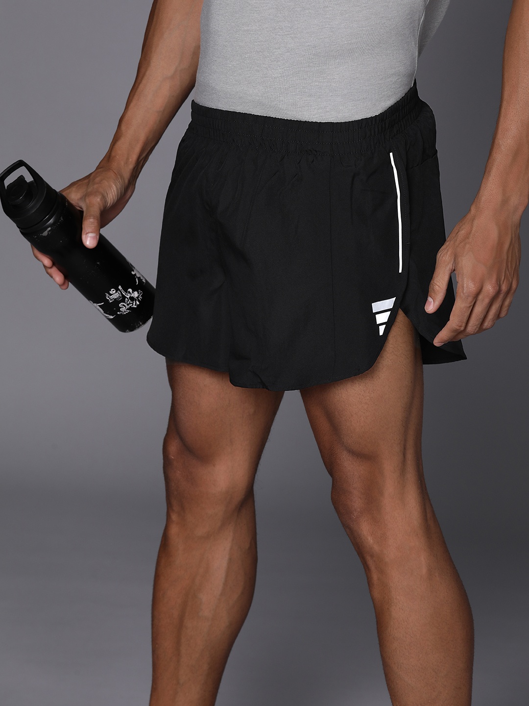 

ADIDAS Men Running Split Shorts, Black