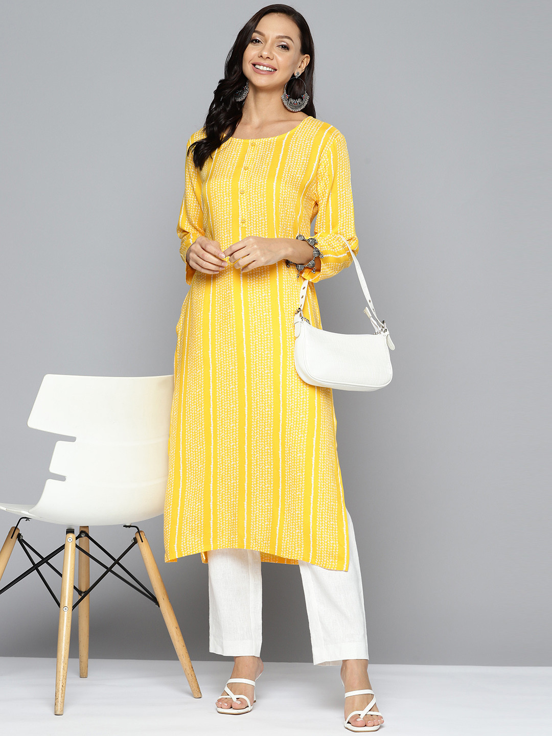 

HERE&NOW Abstract Printed Kurta, Yellow