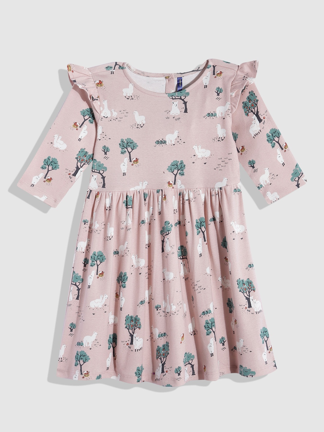 

YK Girls Conversational Printed Fit & Flare Dress, Pink