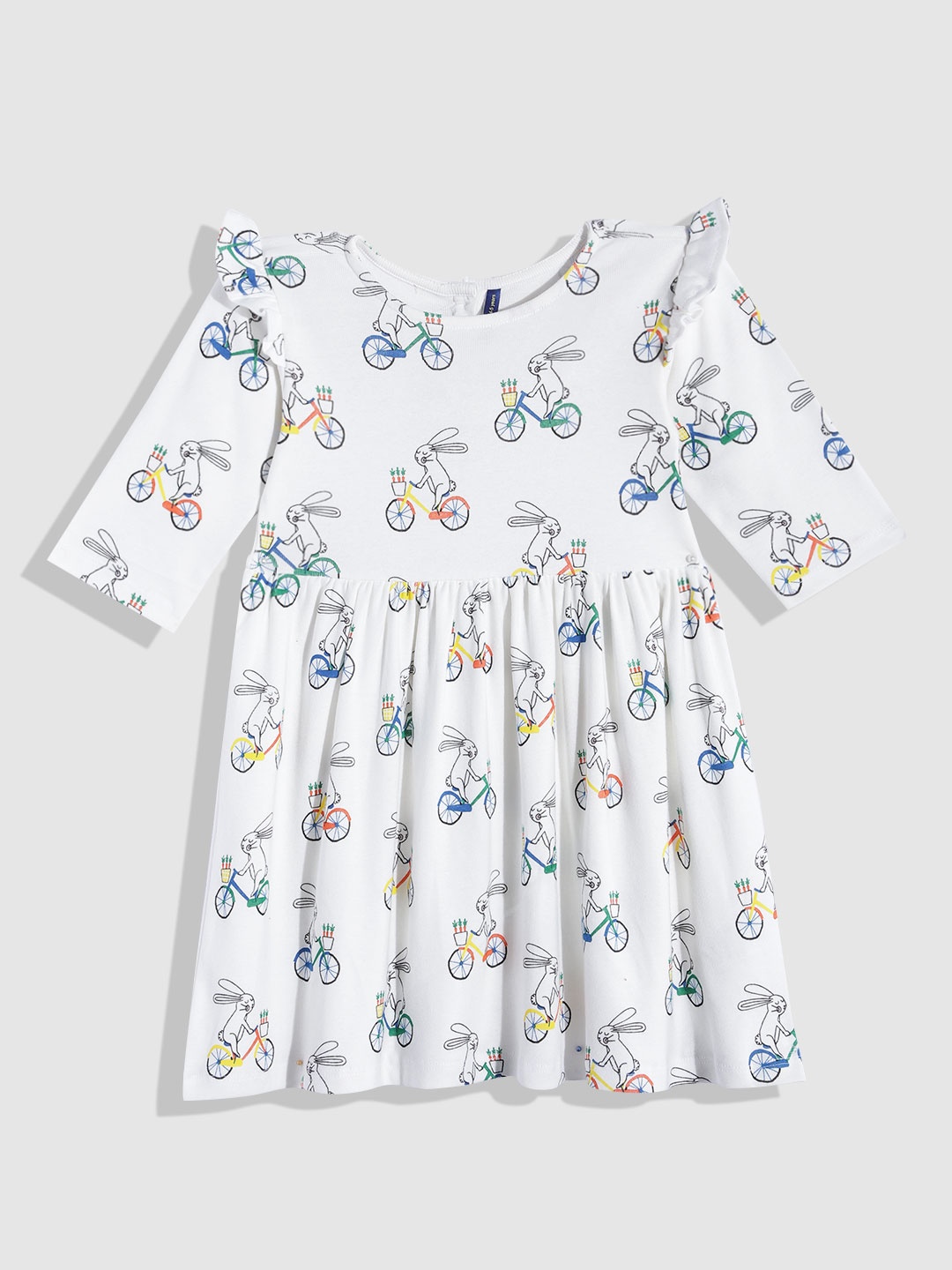 

YK Girls Conversational Printed Fit & Flare Dress, Multi