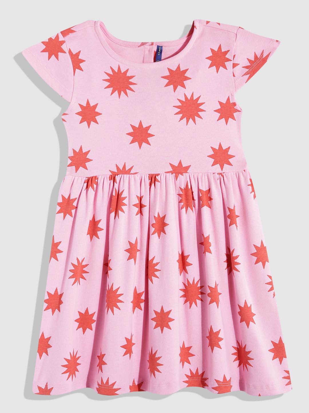 

YK Girls Geometric Printed Fit & Flare Dress, Pink