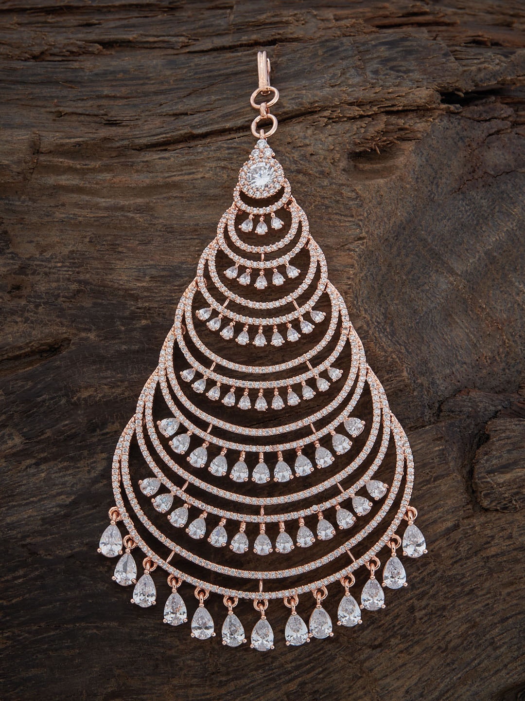 

Kushal's Fashion Jewellery Rose Gold-Plated Stone Studded Hair Brooch, White