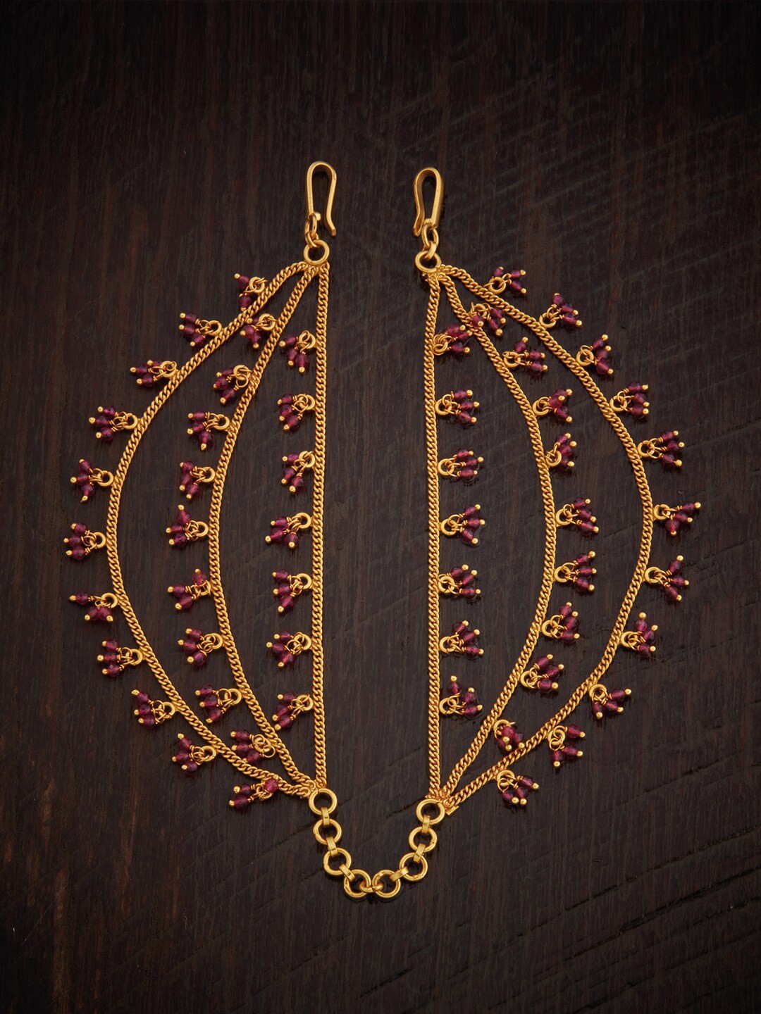 

Kushal's Fashion Jewellery Gold-Plated 92.5 Pure Silver Matil, Red
