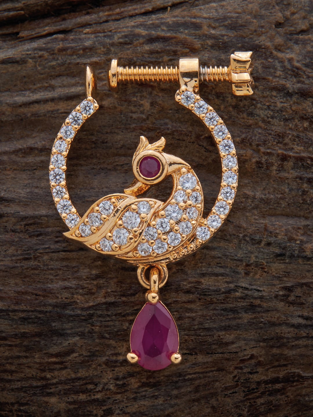 

Kushal's Fashion Jewellery Gold-Plated CZ-Studded Nosepin