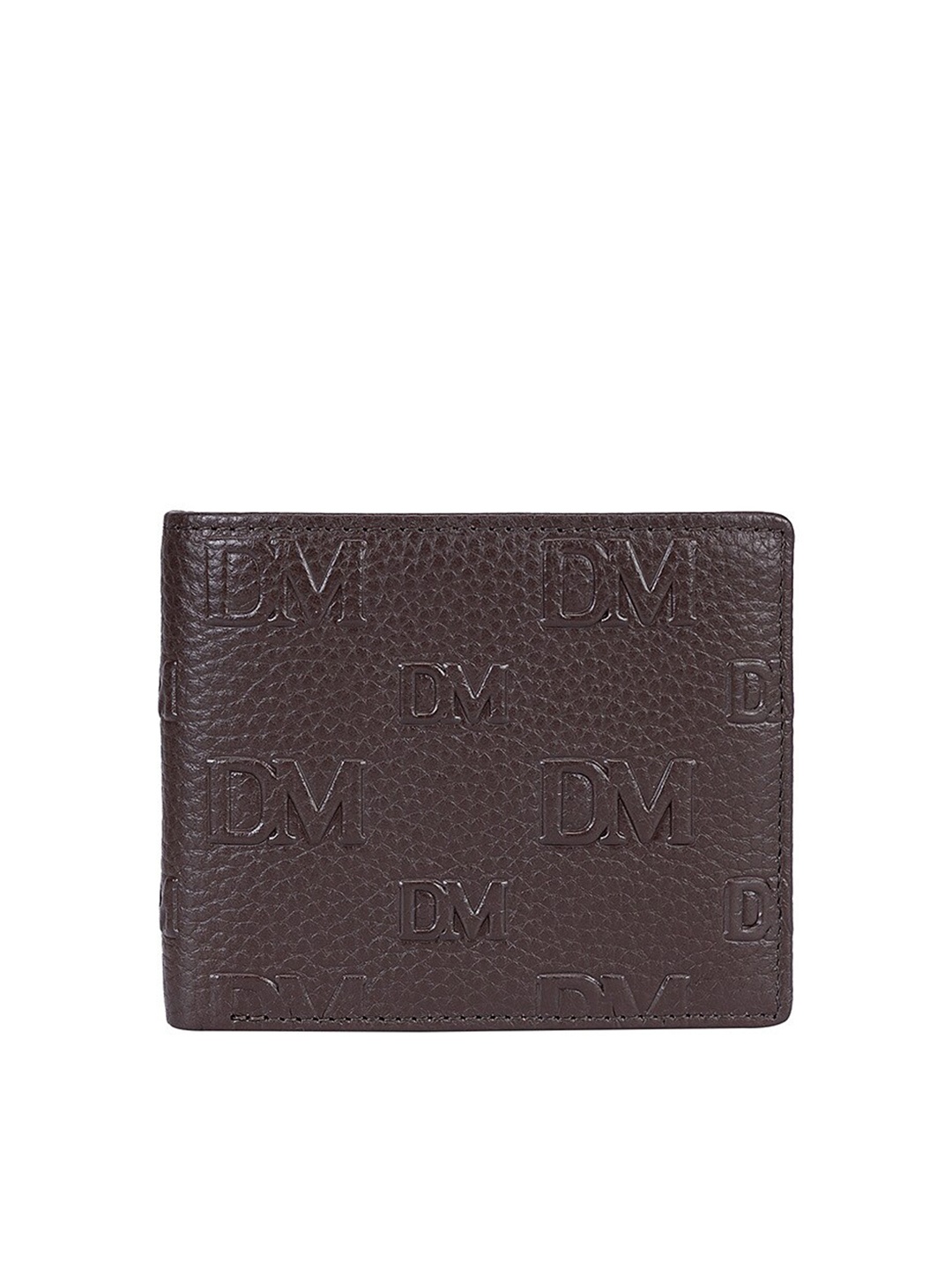 

Da Milano Men Typography Textured Leather Two Fold Wallet with SD Card Holder, Coffee brown