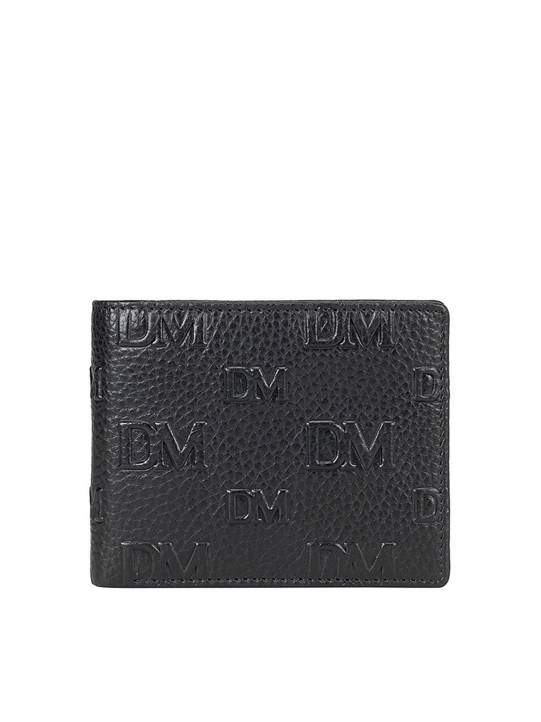 

Da Milano Men Abstract Textured Leather Two Fold Wallet, Black