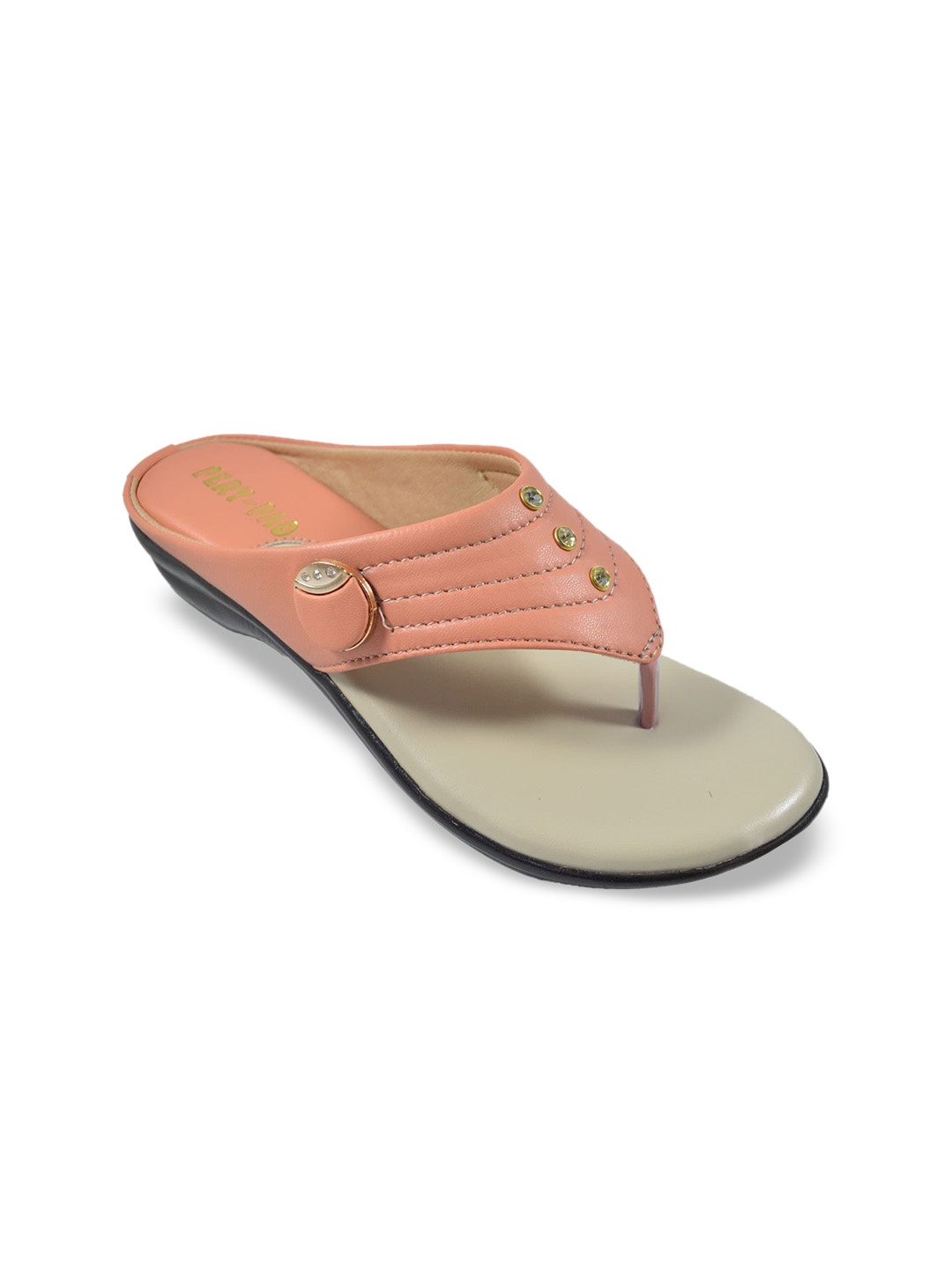 

PERY PAO Embellished T-Strap Flats, Pink
