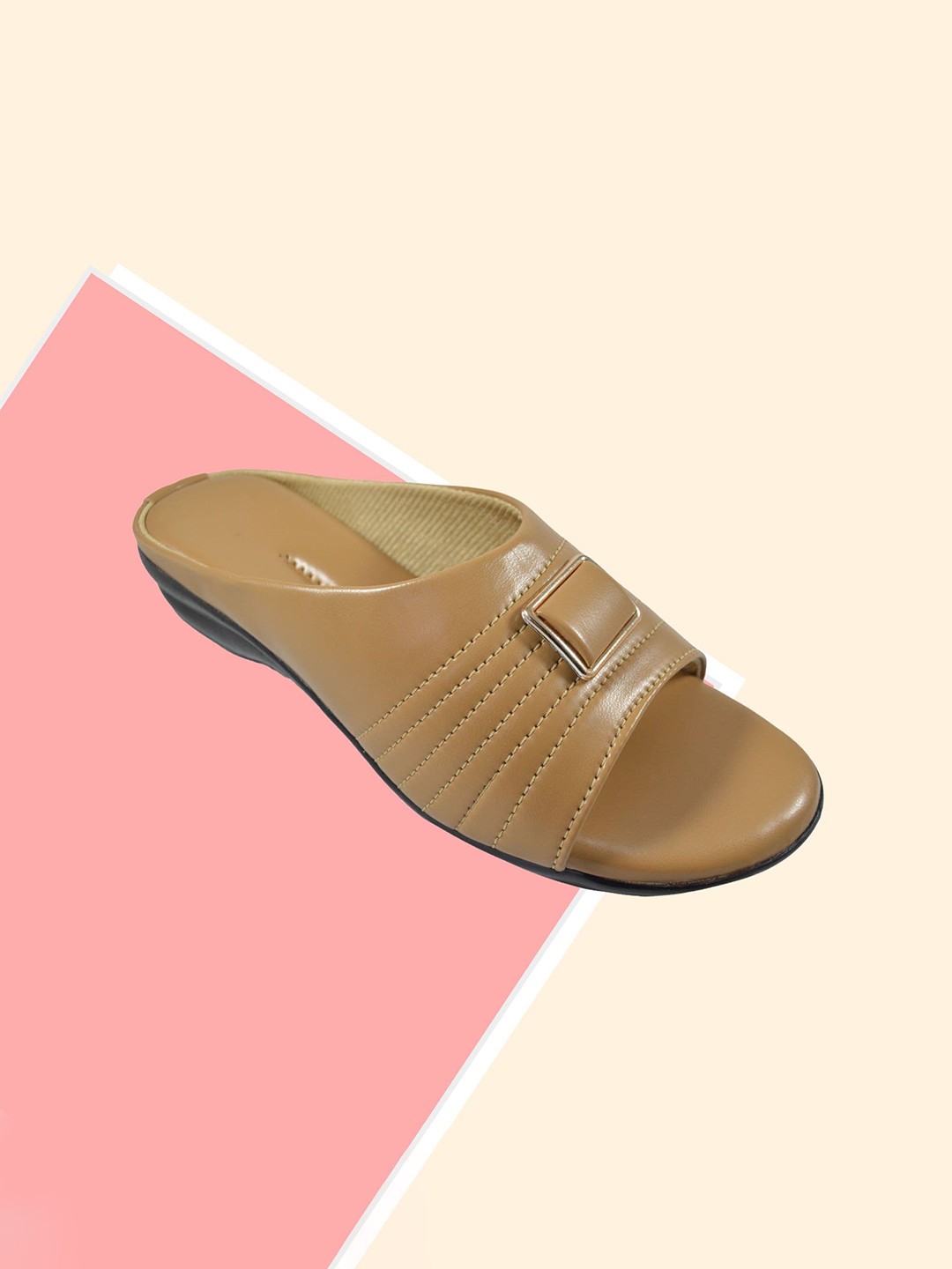 

PERY PAO Women Embellished Open Toe Flats, Khaki