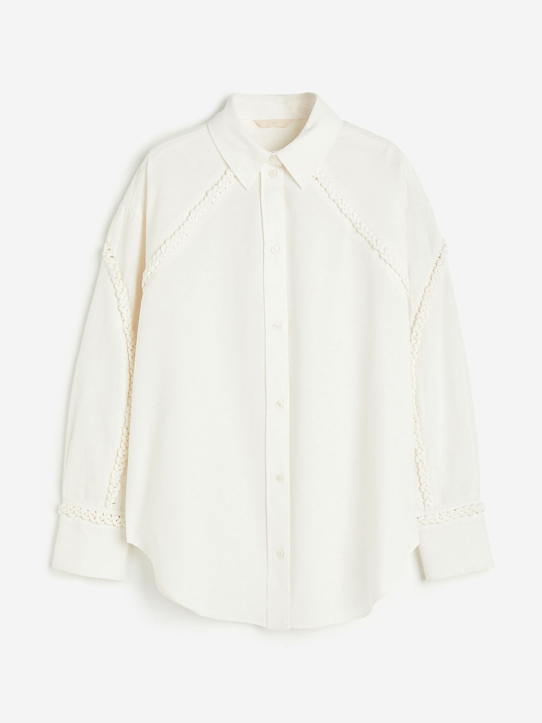 

H&M Solid Linen-blend Shirt, White