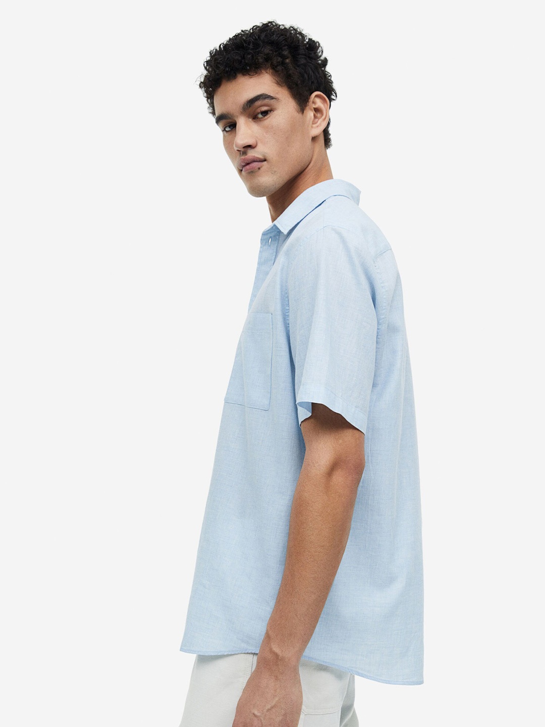 

H&M Regular Fit Short-Sleeved Shirt, Blue