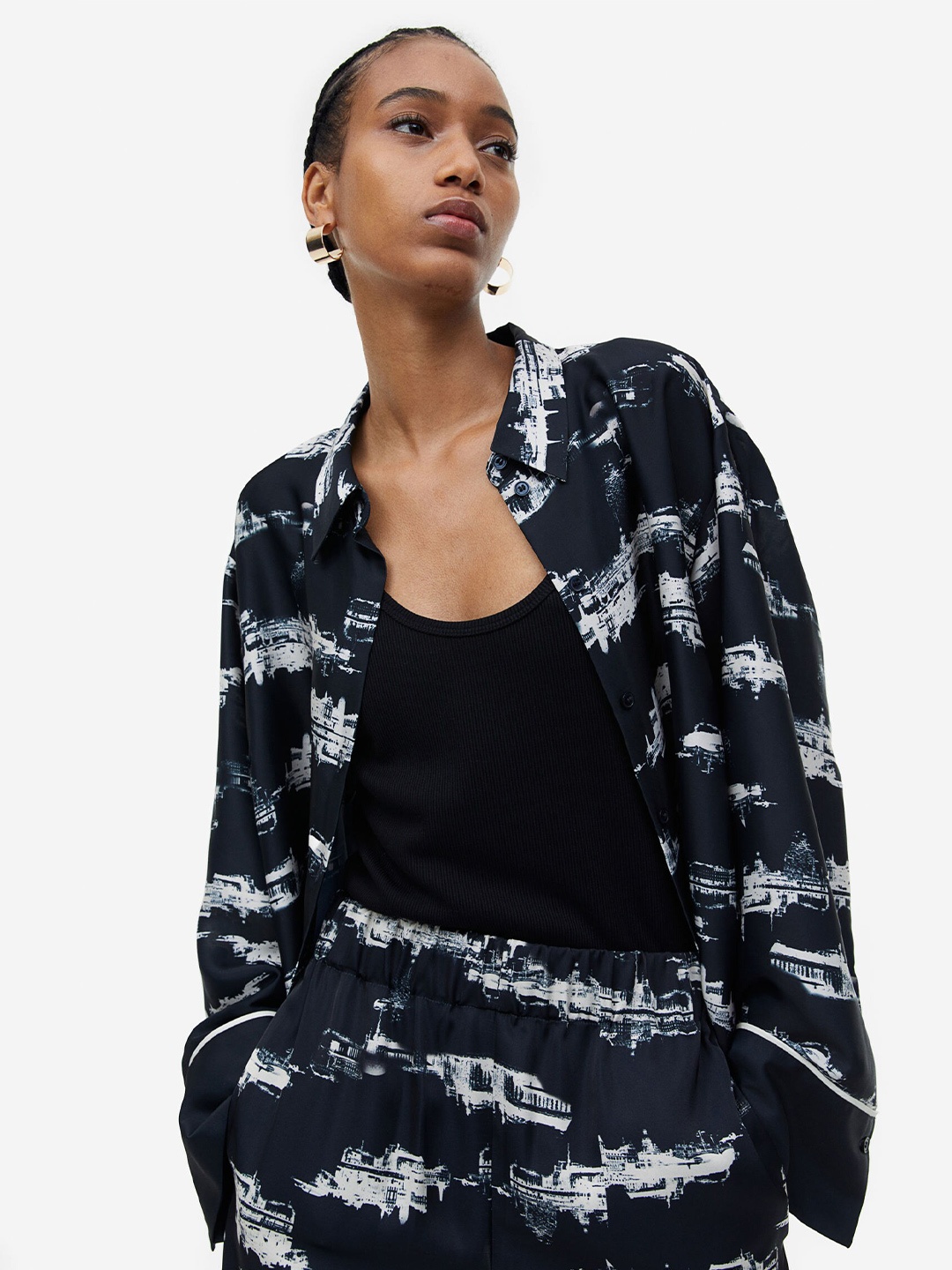 

H&M Patterned Shirt, Navy blue