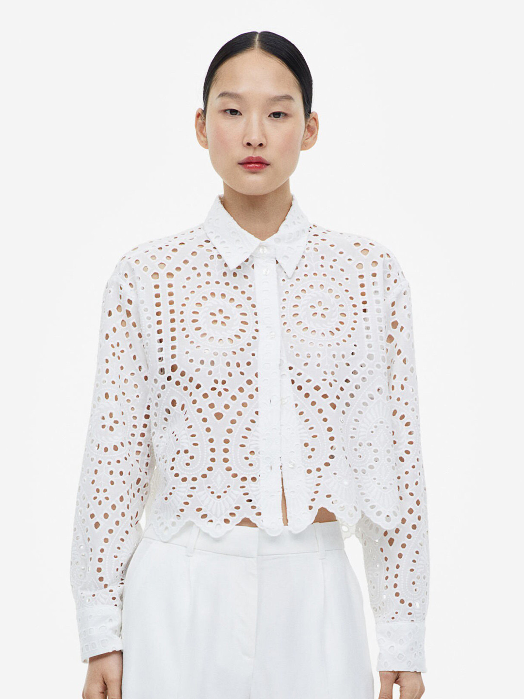 

H&M Broderie Anglaise Shirt, White