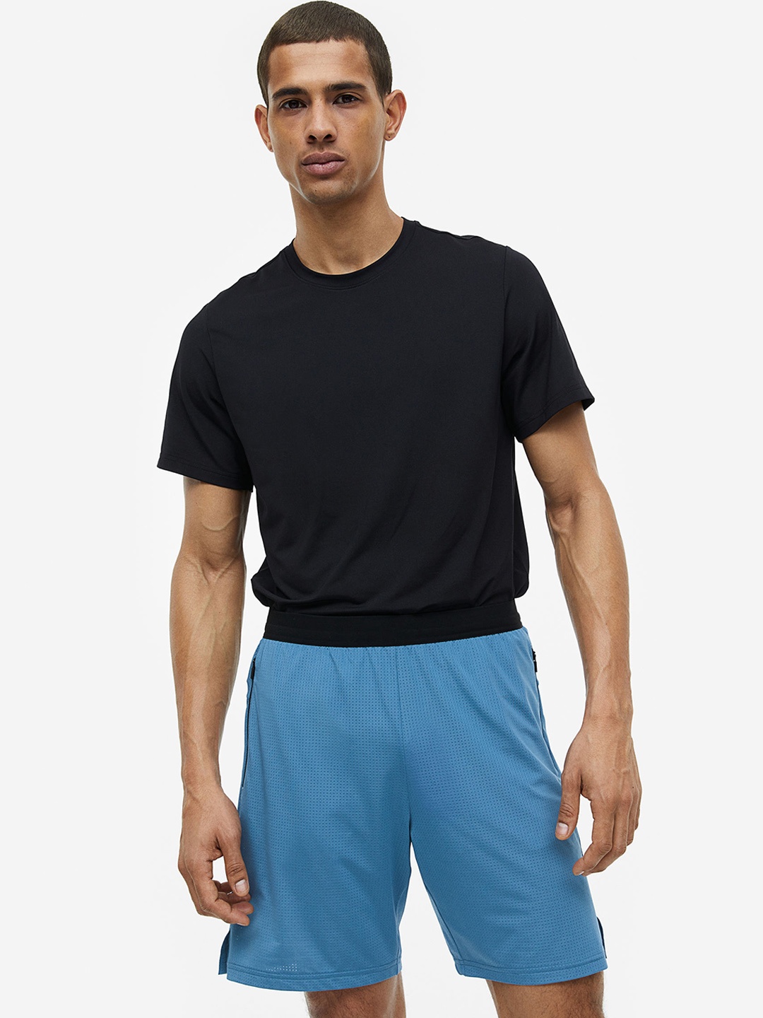 

H&M Solid Mesh Sports Shorts, Blue