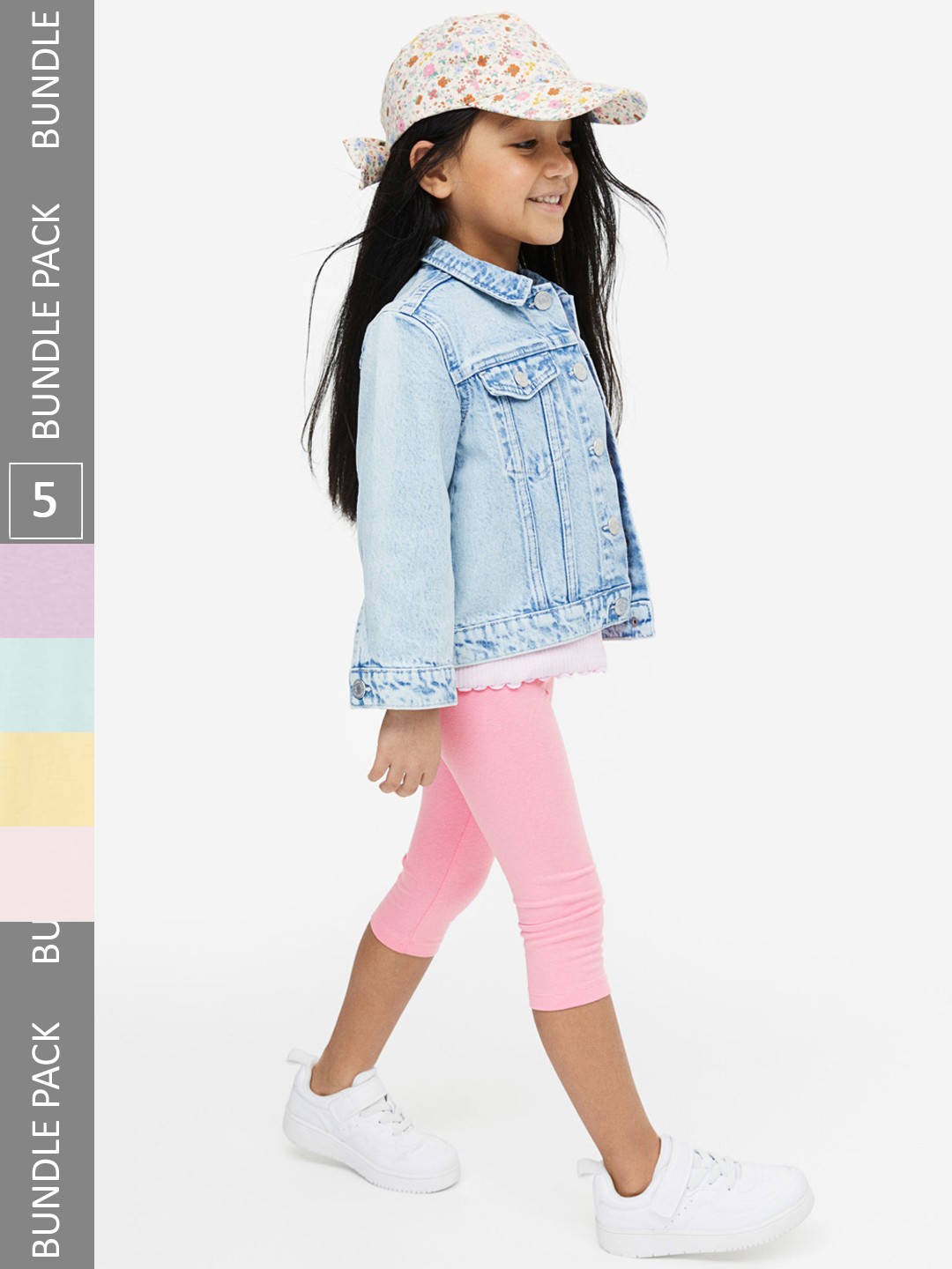 

H&M Girls 5-Pack Cotton Capri Leggings, Pink