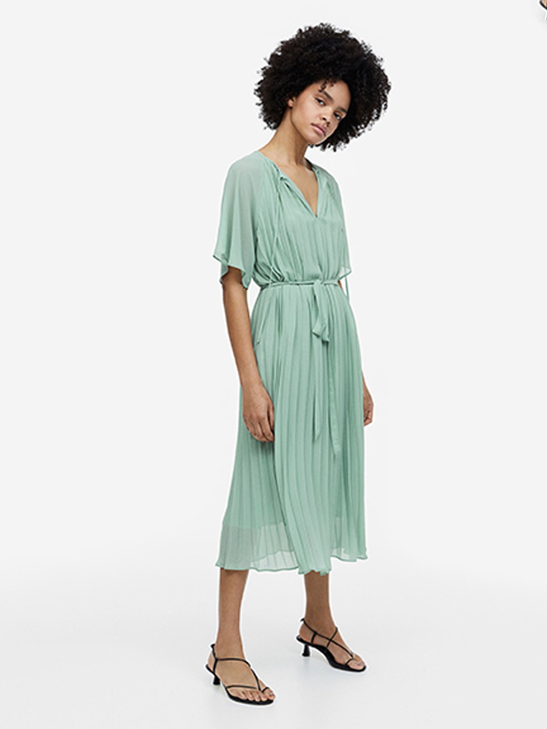 

H&M Pleated Dress, Green