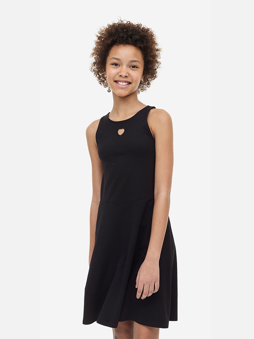 

H&M Girls Patterned Jersey Dress, Black
