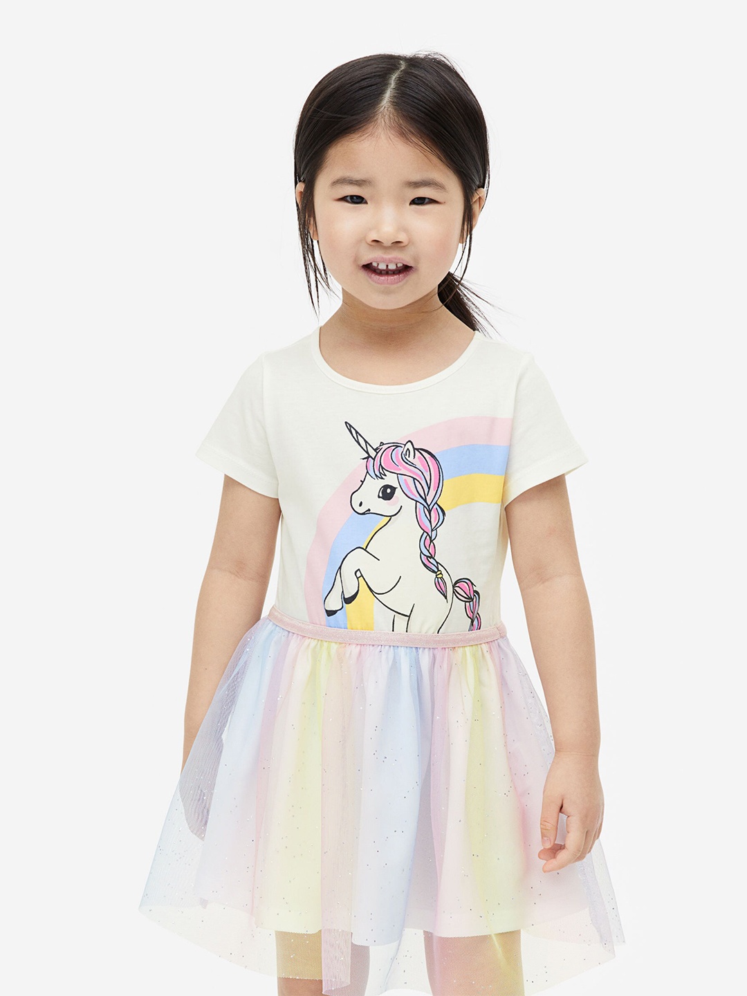 

H&M Tulle-Skirt Jersey Dress, Multi