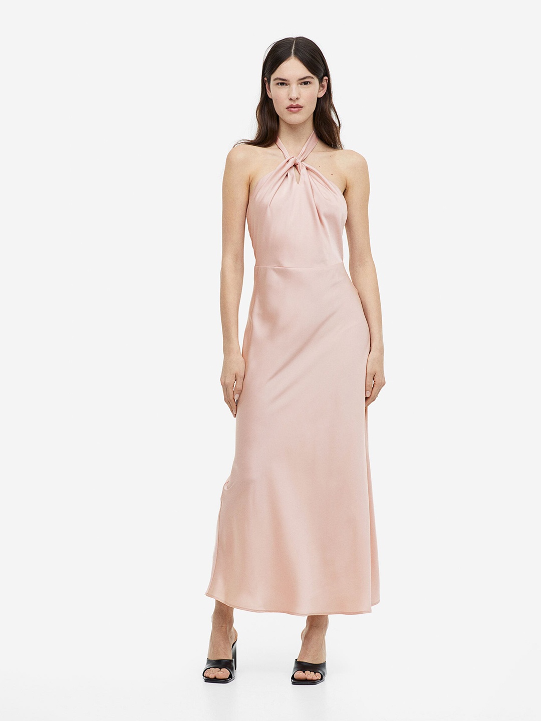 

H&M Satin Halterneck Dress, Pink