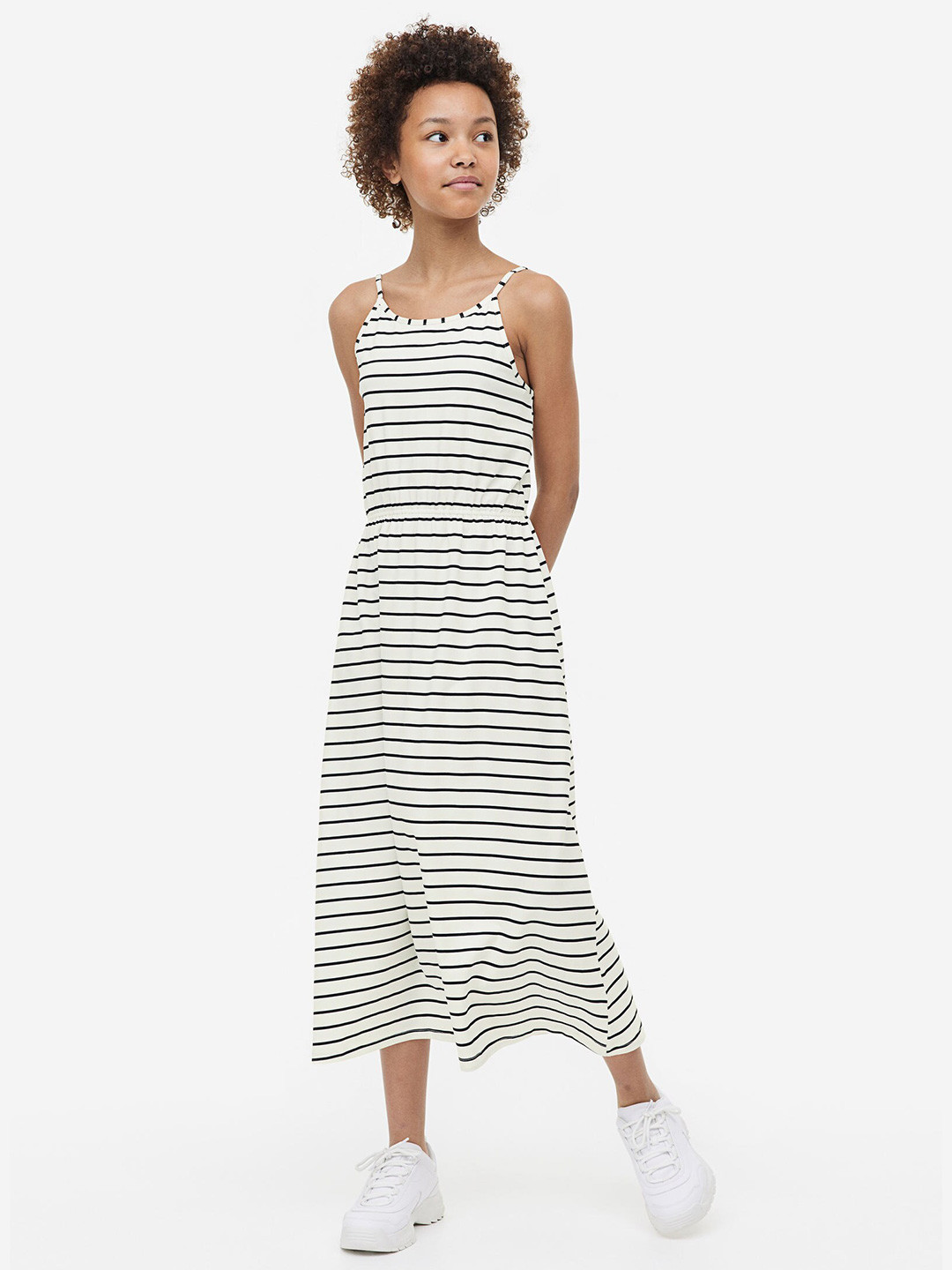 

H&M Striped Cotton Maxi Dress, White