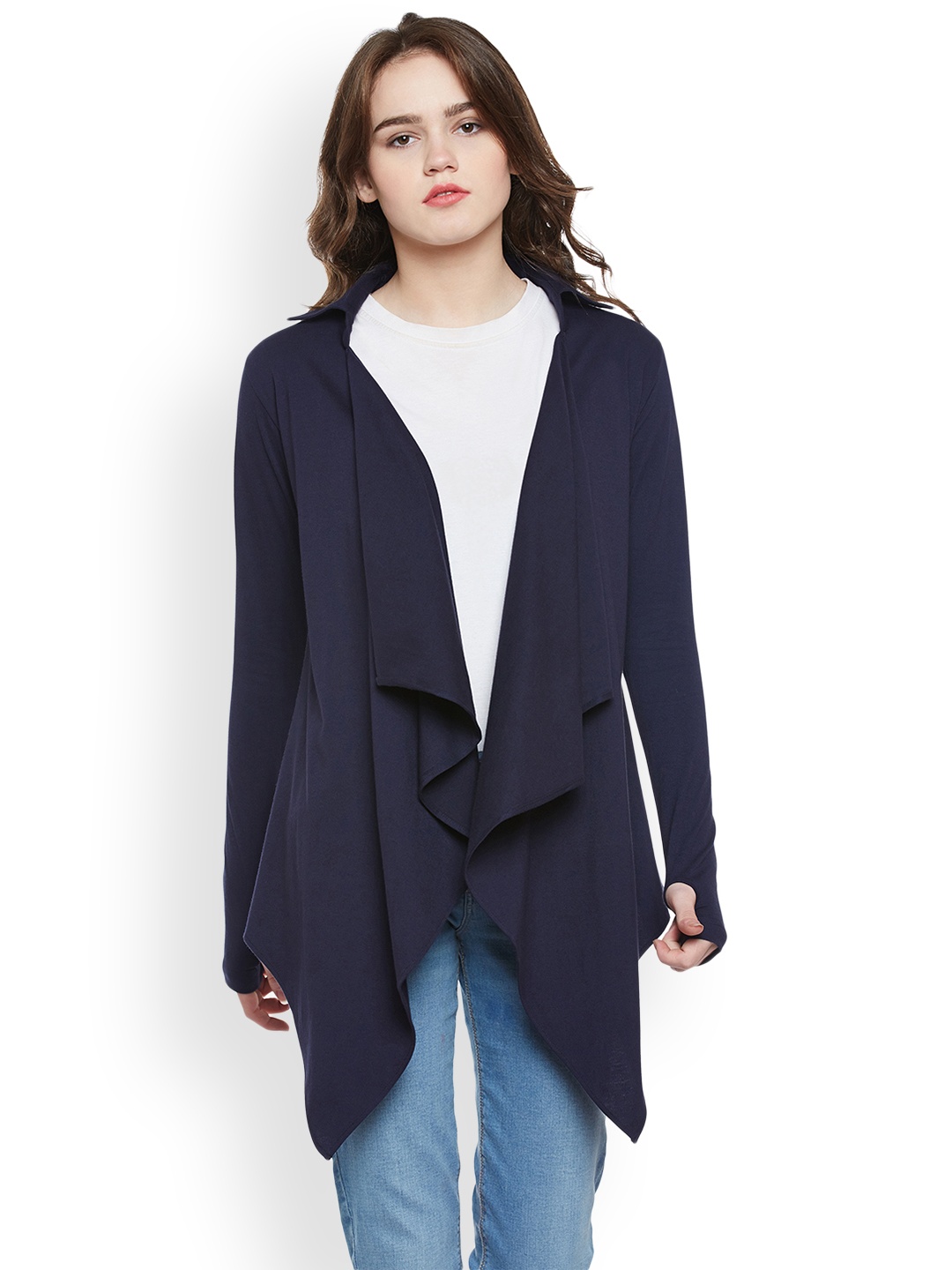 

Hypernation Women Navy Blue Shrug
