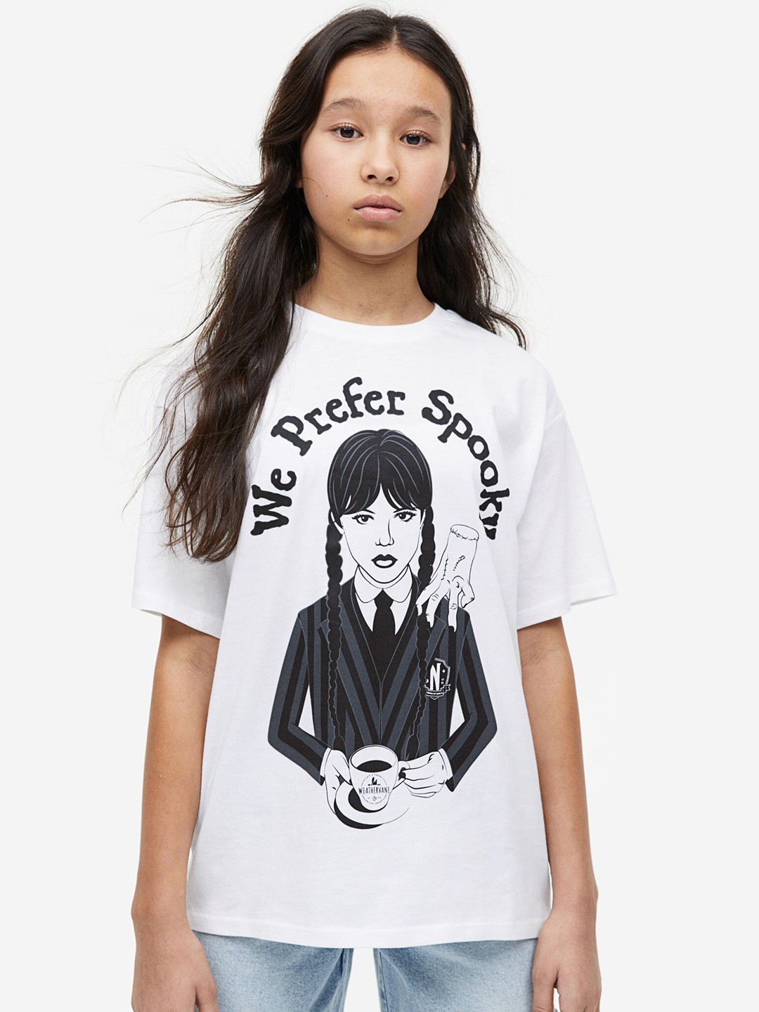 

H&M Girls Printed Cotton T-Shirt, White