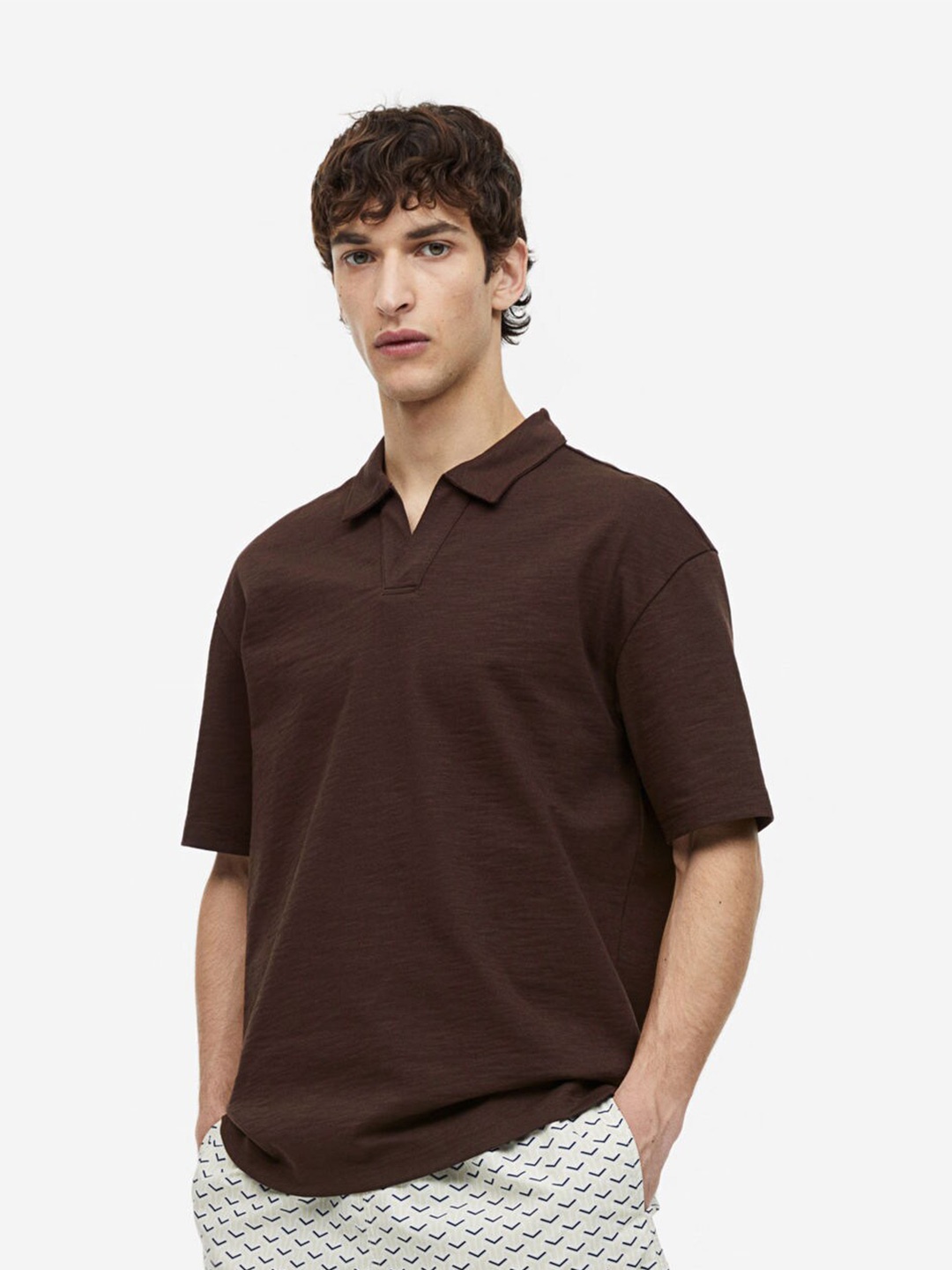 

H&M Relaxed Fit Polo Shirt, Brown