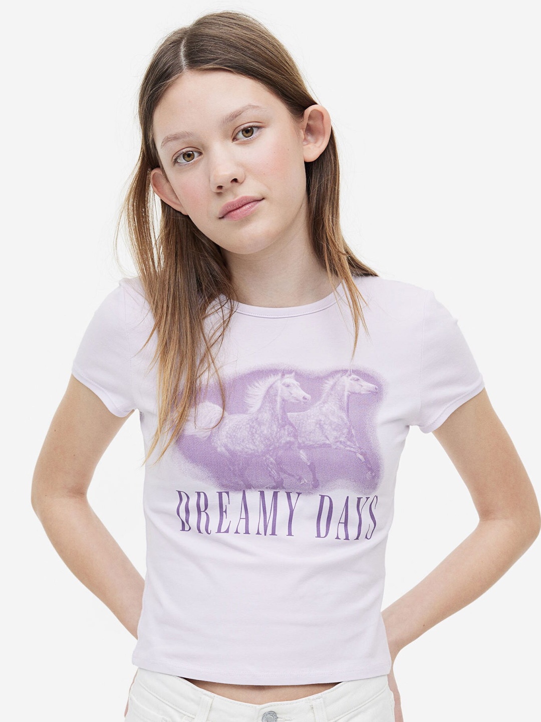 

H&M Girls Printed T-shirt, Purple