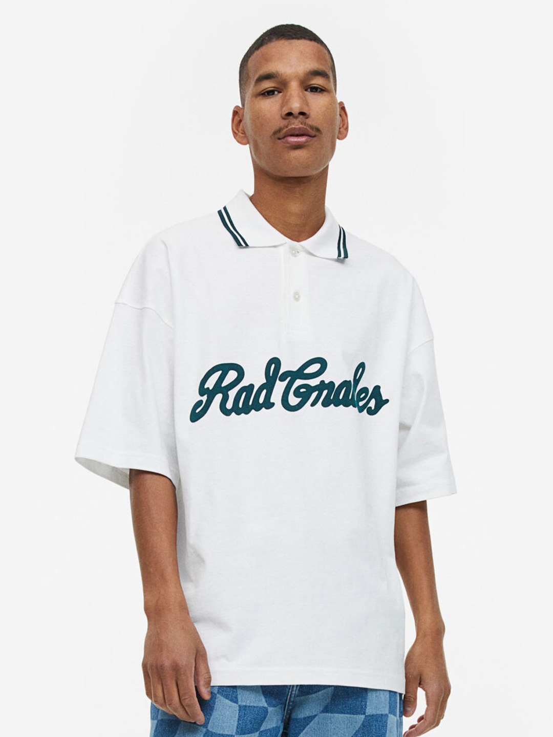 

H&M Oversized Fit Polo Shirt, White