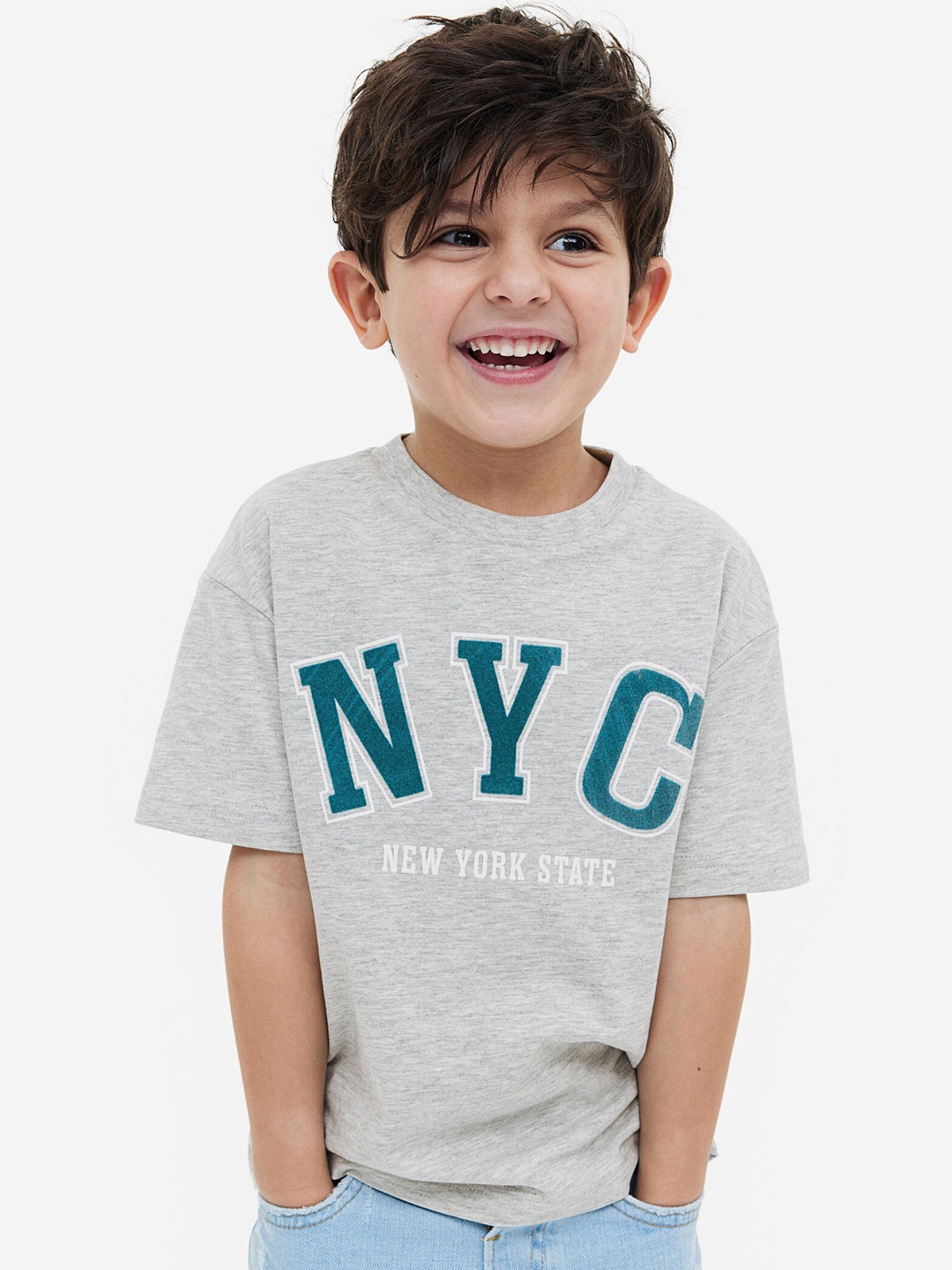 

H&M Boys Oversized Jersey T-Shirt, Grey
