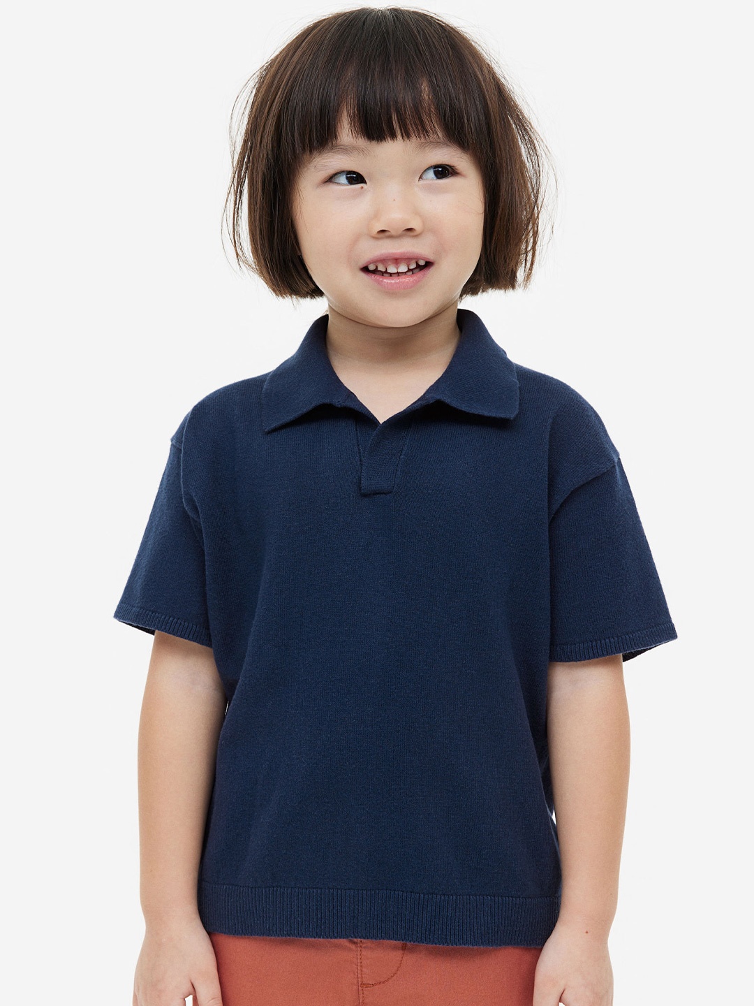 

H&M Knitted Polo Shirt, Blue