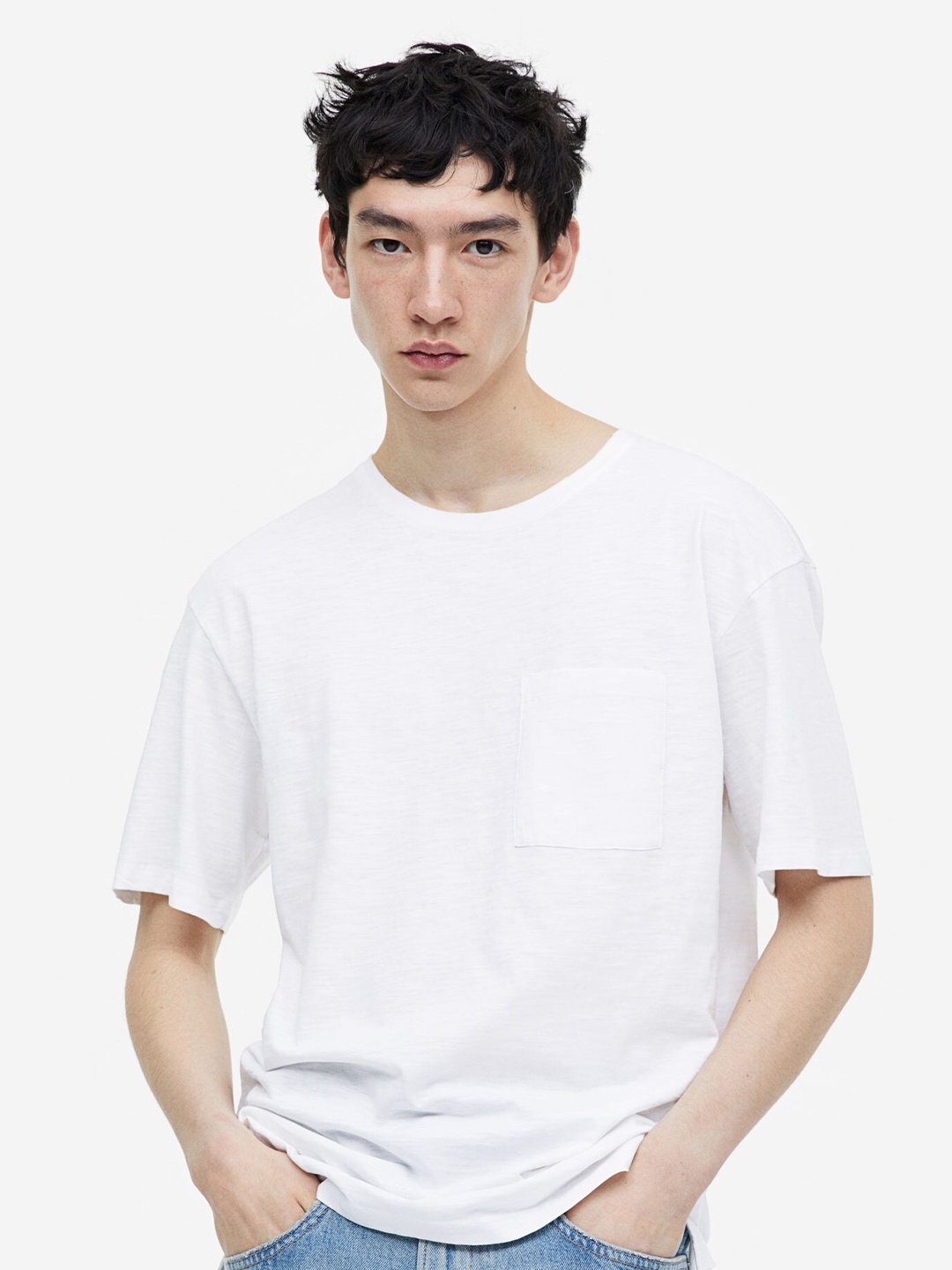 

H&M Regular Fit Pocket-Detail T-Shirt, White