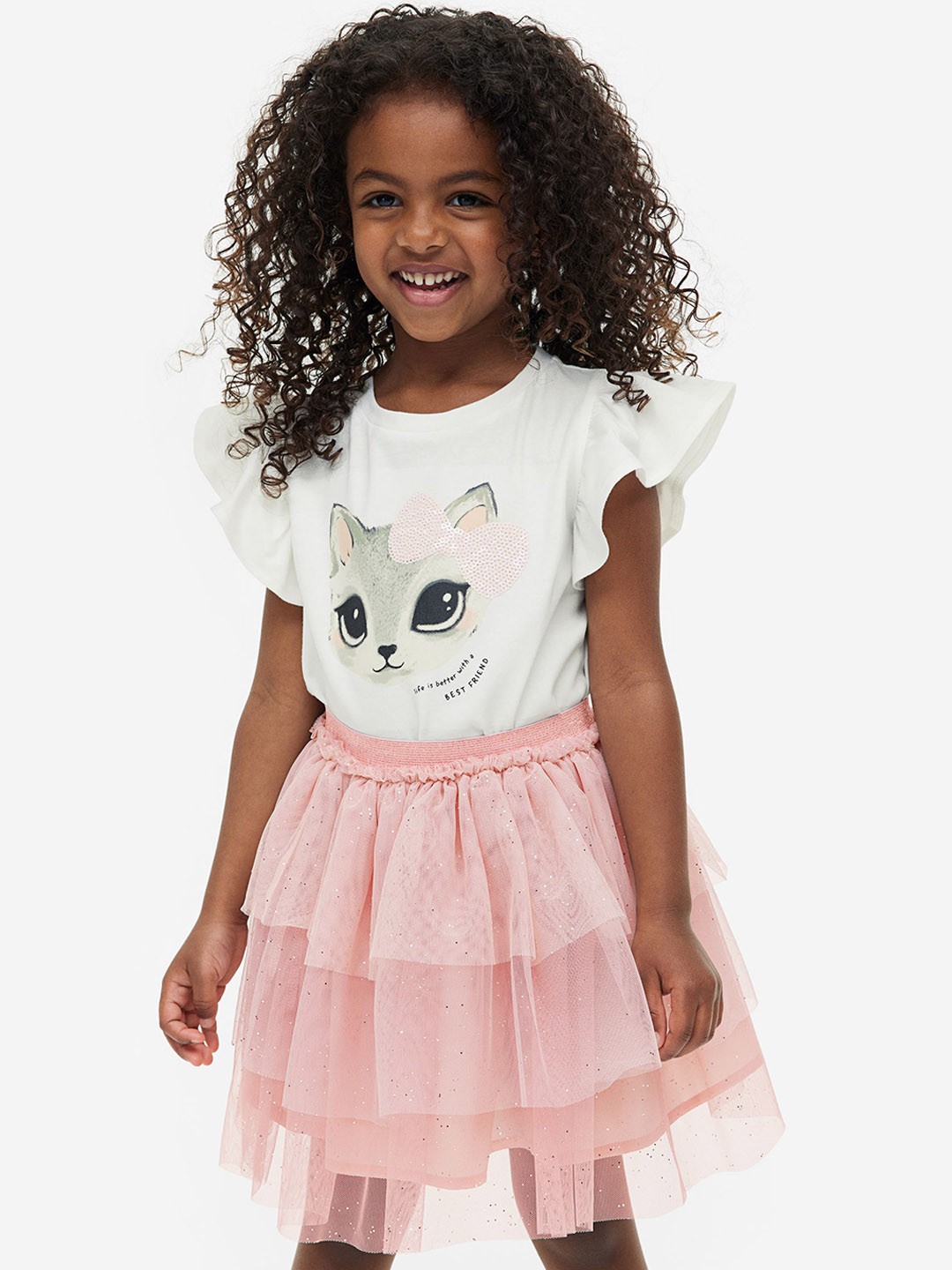 

H&M Girls 2-Piece Cotton Tulle Set, Pink