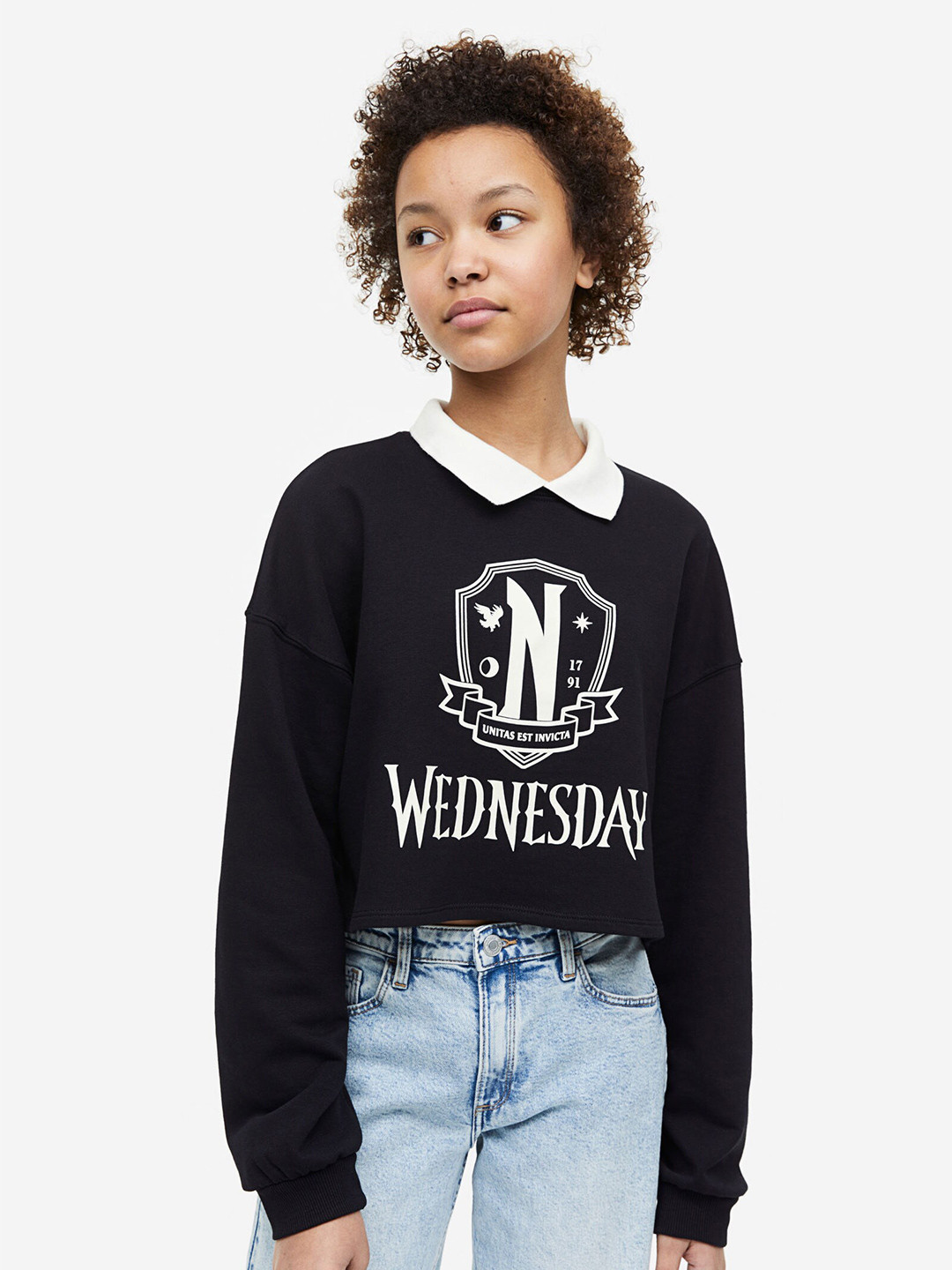

H&M Boxy-style printed sweatshirt, Black