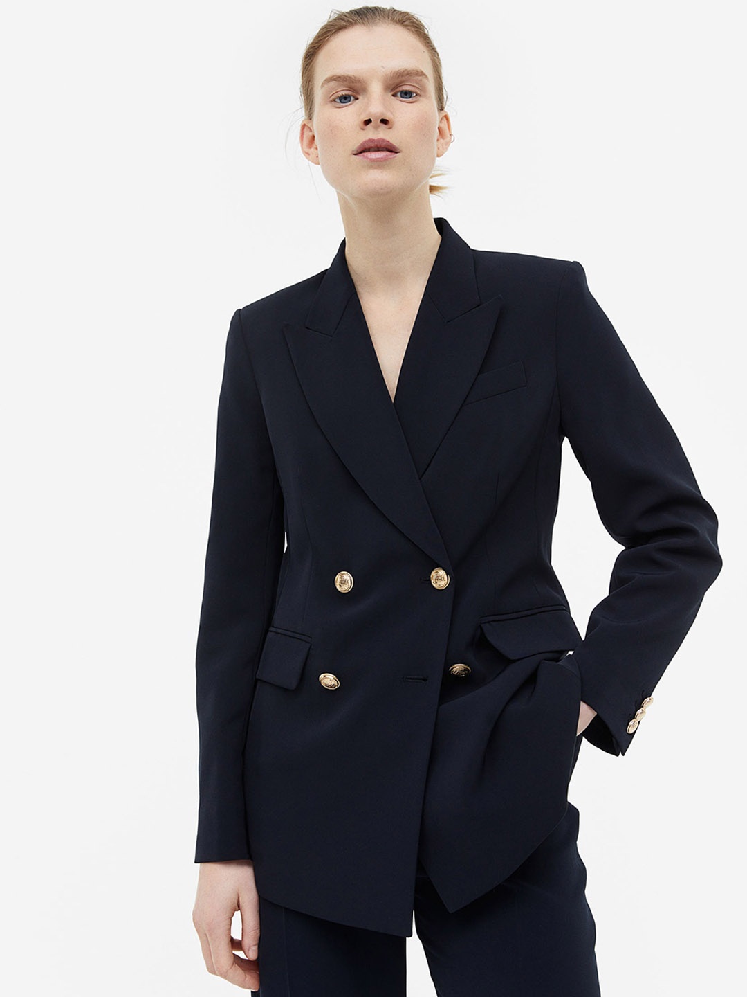 

H&M Double-Breasted Blazer, Blue