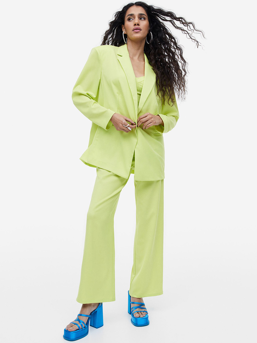 

H&M Oversized Twill Jacket, Green